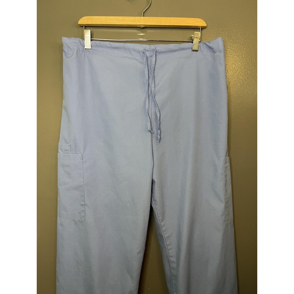 Medgear Scrub Pants Mens Large Light Blue Drawstring Elastic Waist Pockets
